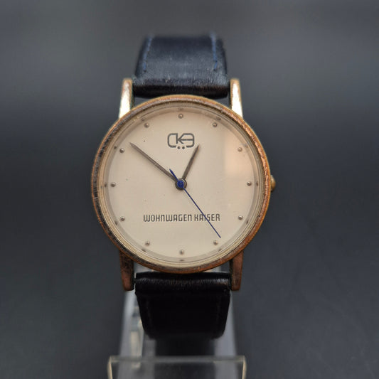 Wohnwagen Kaspar Damen Uhr – Quarz, Goldfarben mit Lederarmband