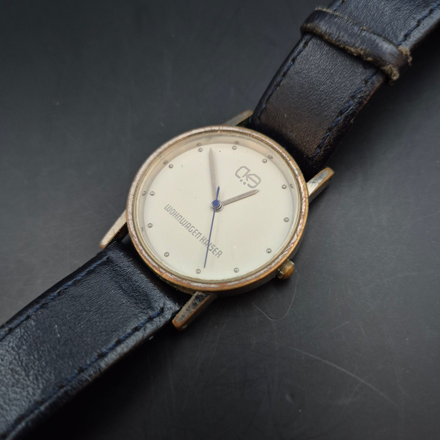 Wohnwagen Kaspar Damen Uhr – Quarz, Goldfarben mit Lederarmband