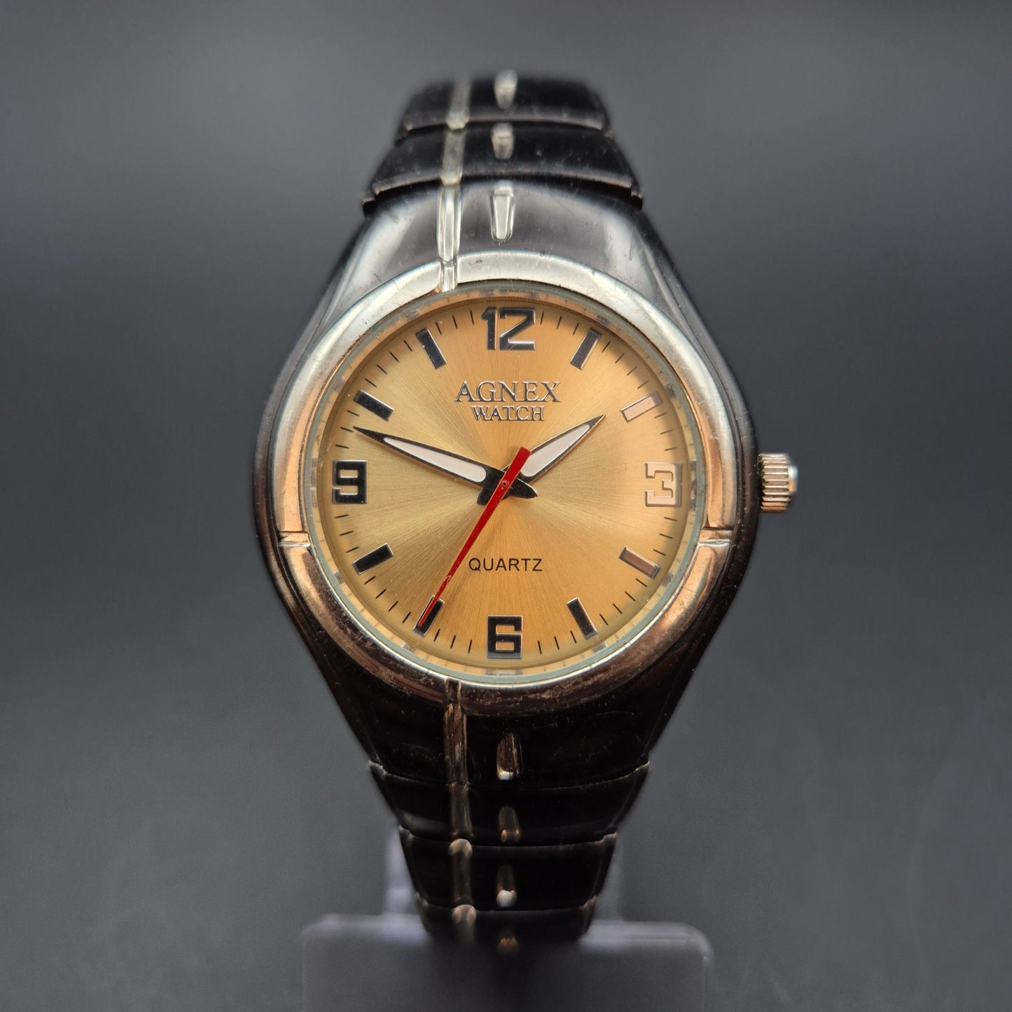 Agnex Watch Herren Uhr – Quarz, Goldzifferblatt mit Datumsanzeige