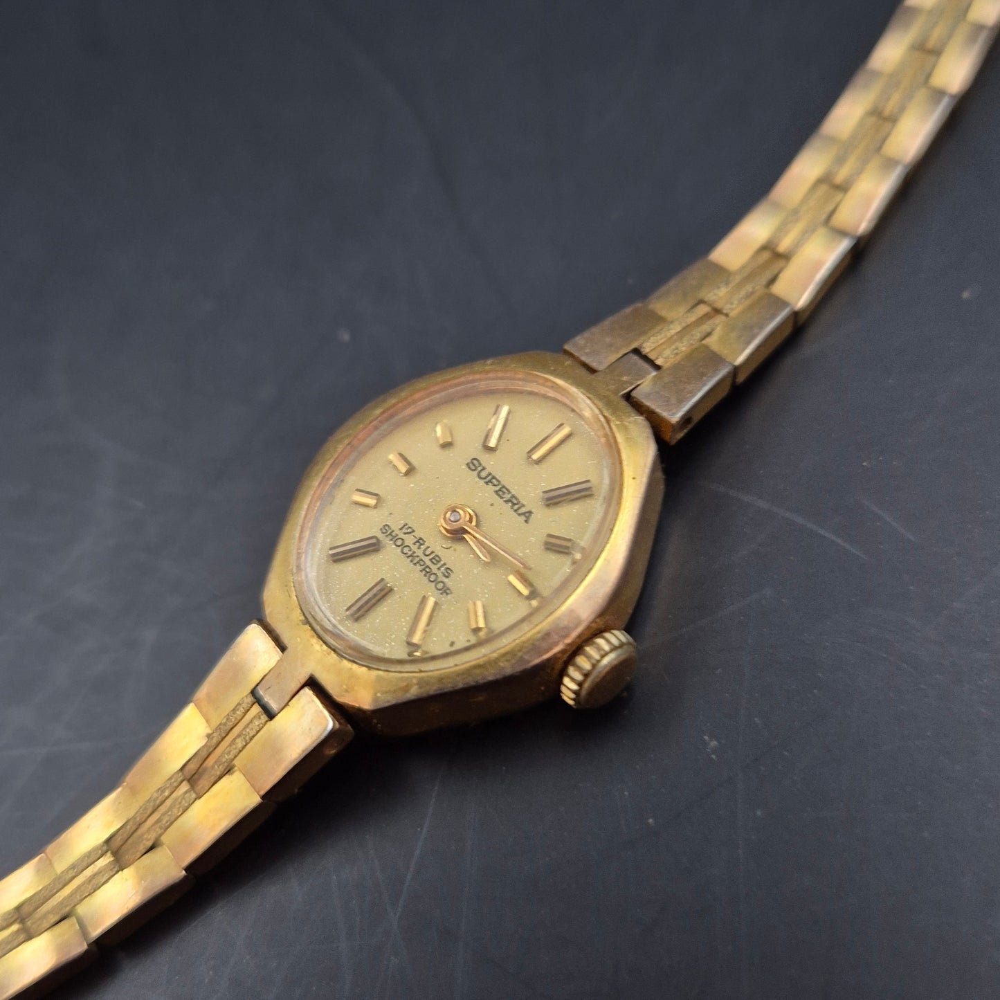Superia Damen Uhr – Vintage, 17 Rubis, Goldfarben