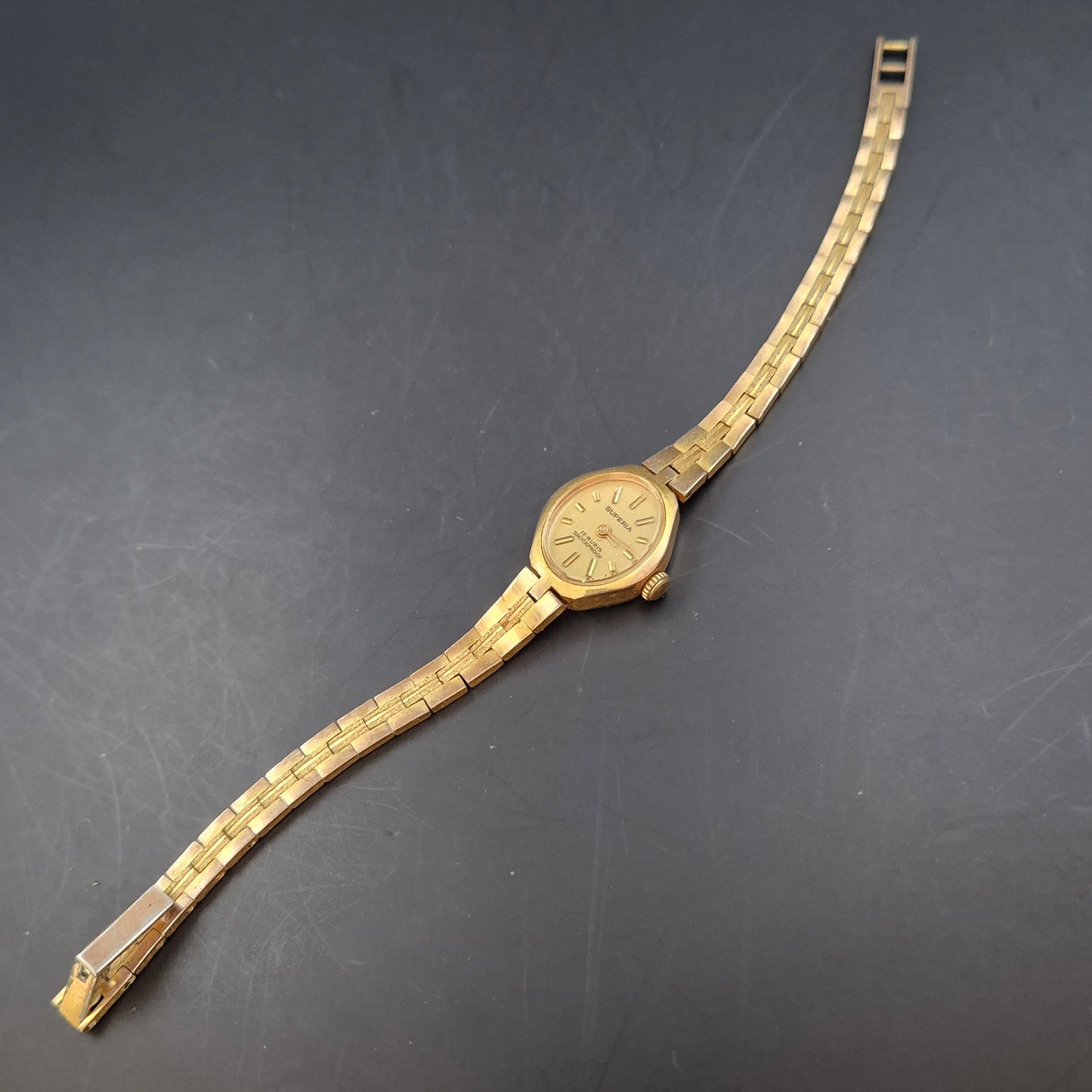 Superia Damen Uhr – Vintage, 17 Rubis, Goldfarben