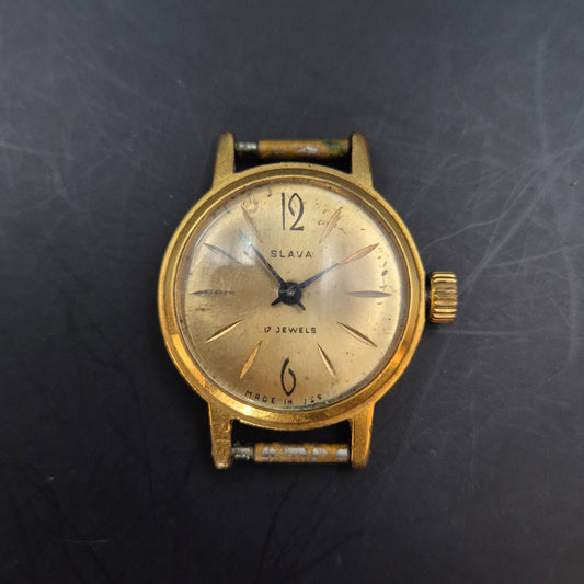 Slava Damen Uhr – Vintage, 17 Jewels, Goldfarben (ohne Armband)