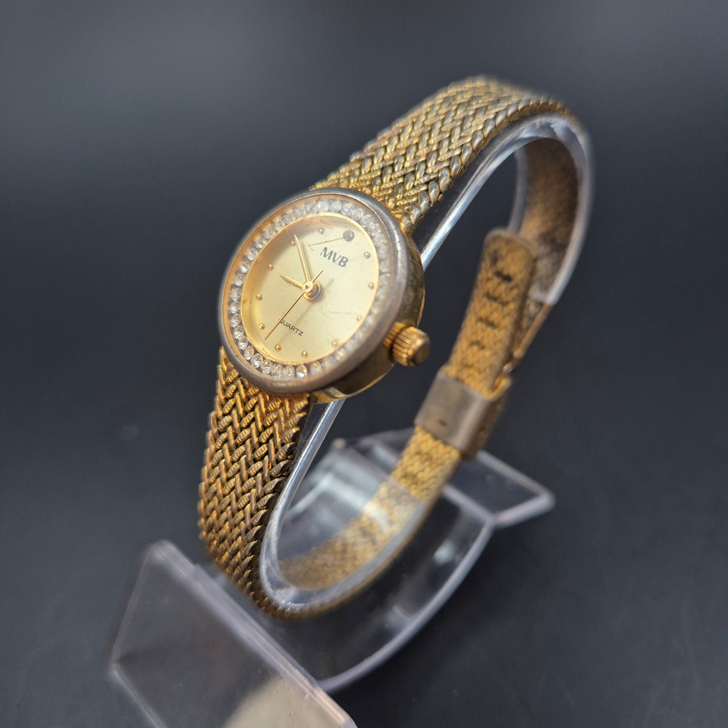 MVB Damen Uhr – Quarz, Goldfarben mit Zirkonias