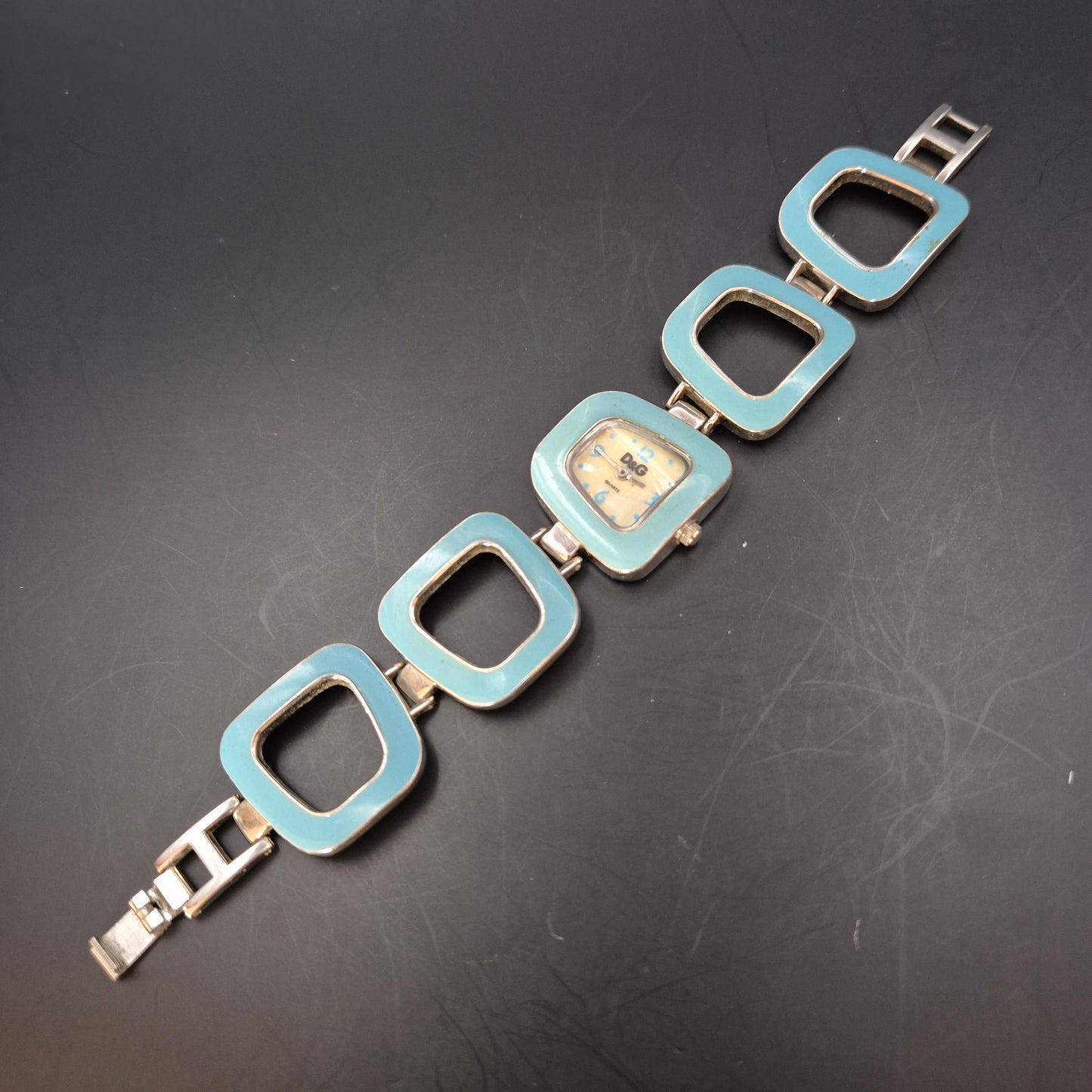 D&G Damen Uhr – Quarz, Türkis mit Gliederarmband