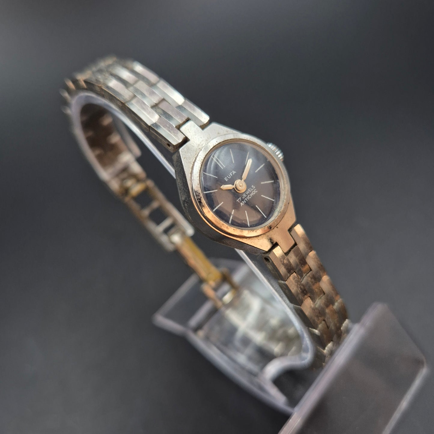 EUFA Damen Uhr – Vintage, 17 Jewels, Antichoc, Silberfarben