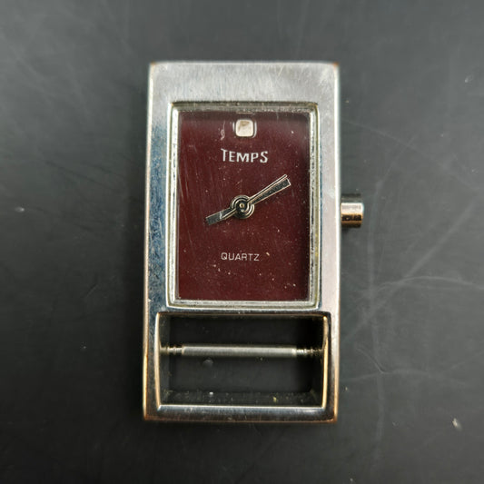 TEMPS Damen Uhr – Quarz, Rechteckiges Gehäuse, Bordeaux (ohne Armband)
