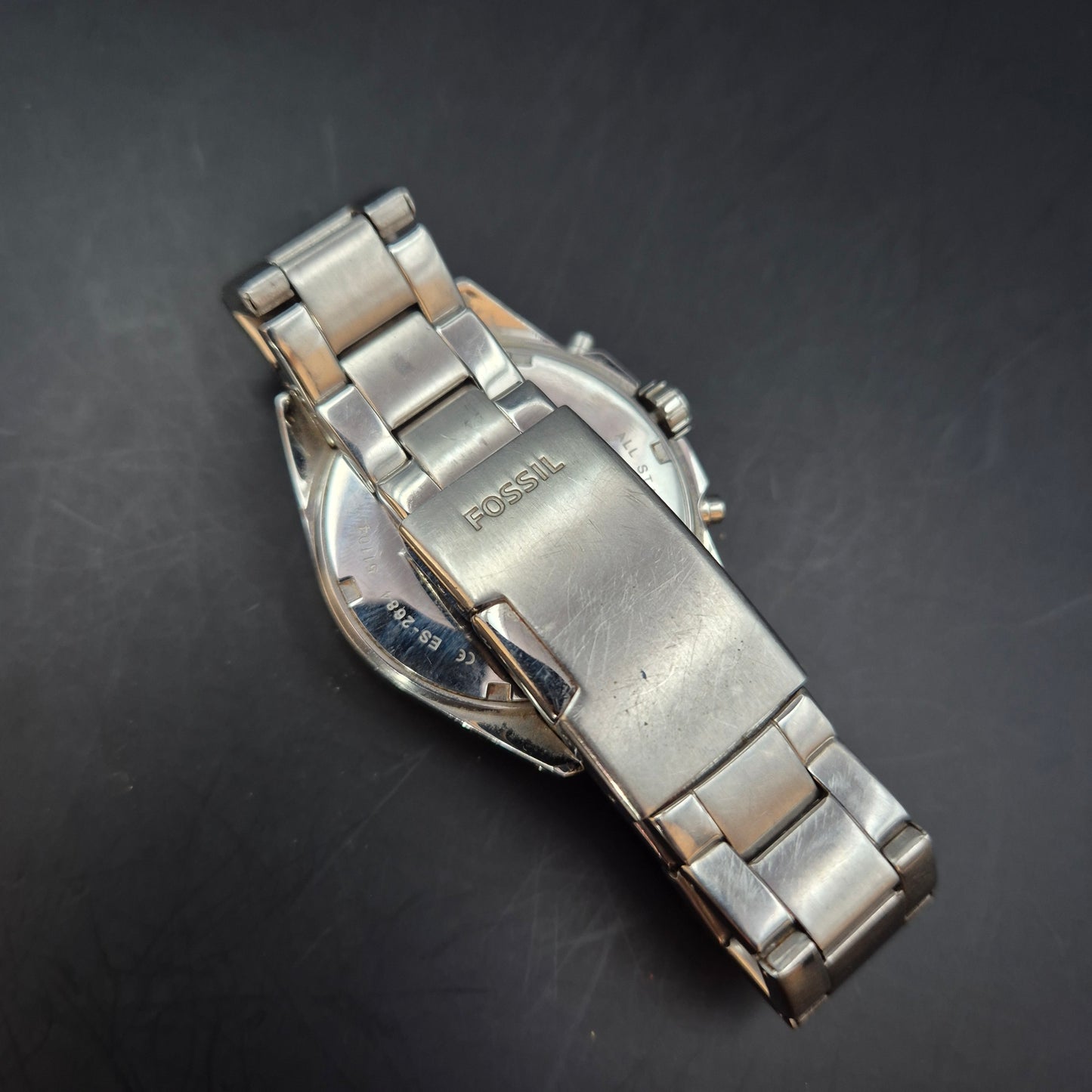 Fossil Damen Uhr – Quarz Chronograph, Lila mit Strass-Besatz