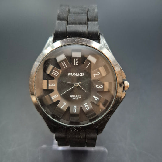 Womage Herren Uhr – Quarz, Schwarz mit auffälligem Zifferblatt