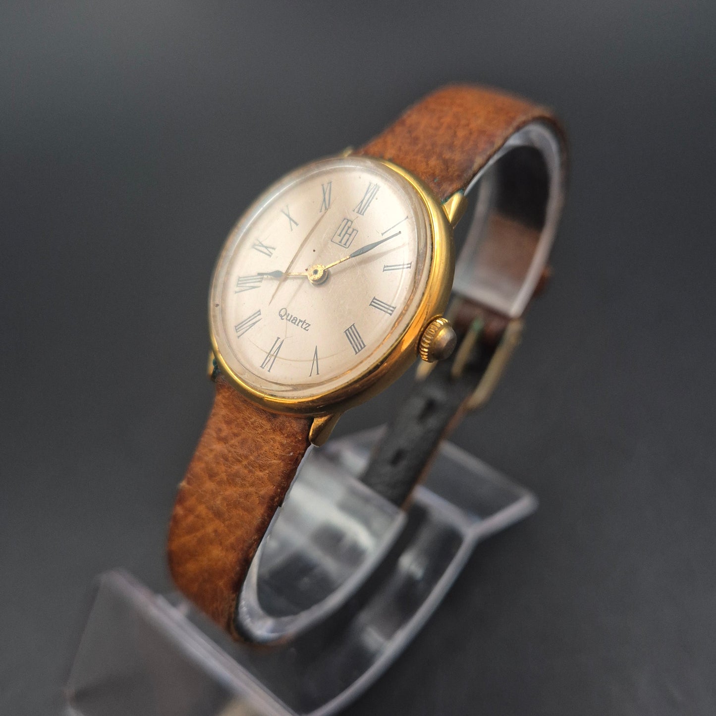 LH Damen Uhr – Quarz, Goldfarben mit römischen Ziffern