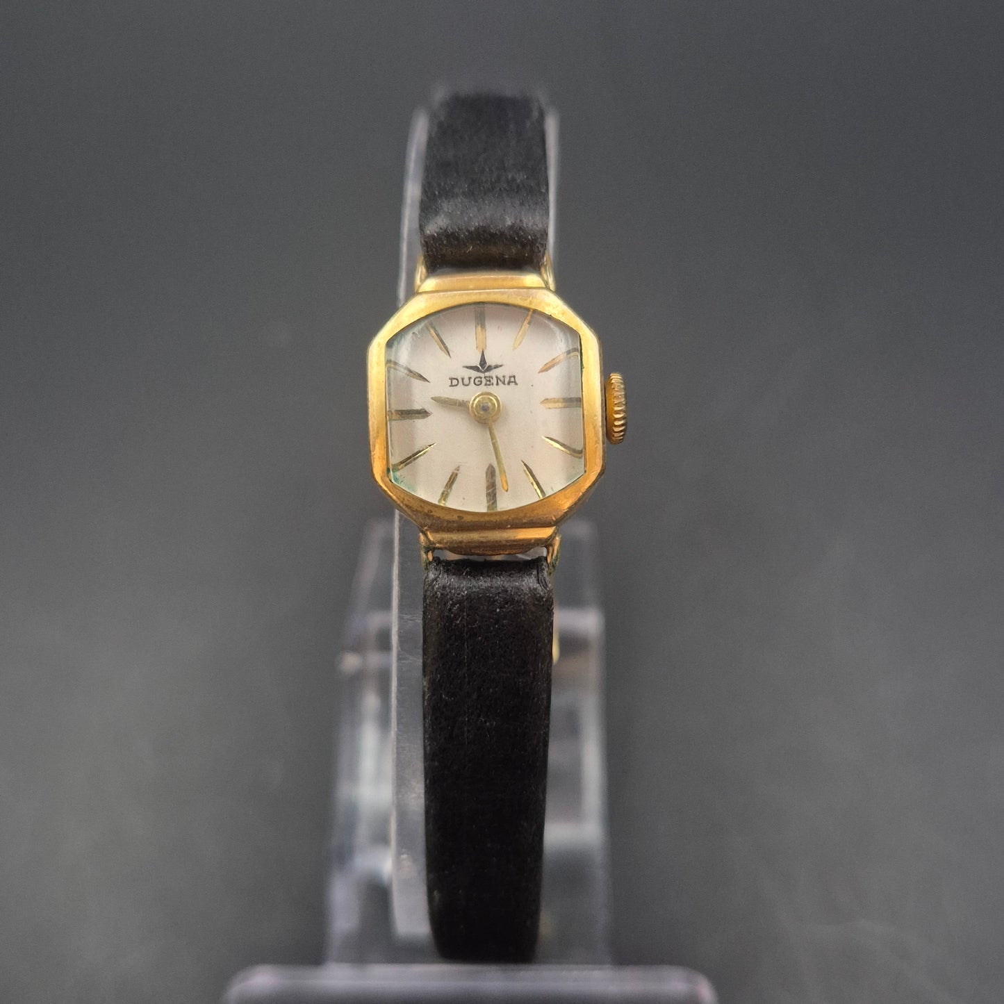 Vintage Dugena Damen Uhr – Elegantes Goldgehäuse mit Lederarmband