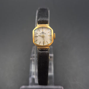 Vintage Dugena Damen Uhr – Elegantes Goldgehäuse mit Lederarmband