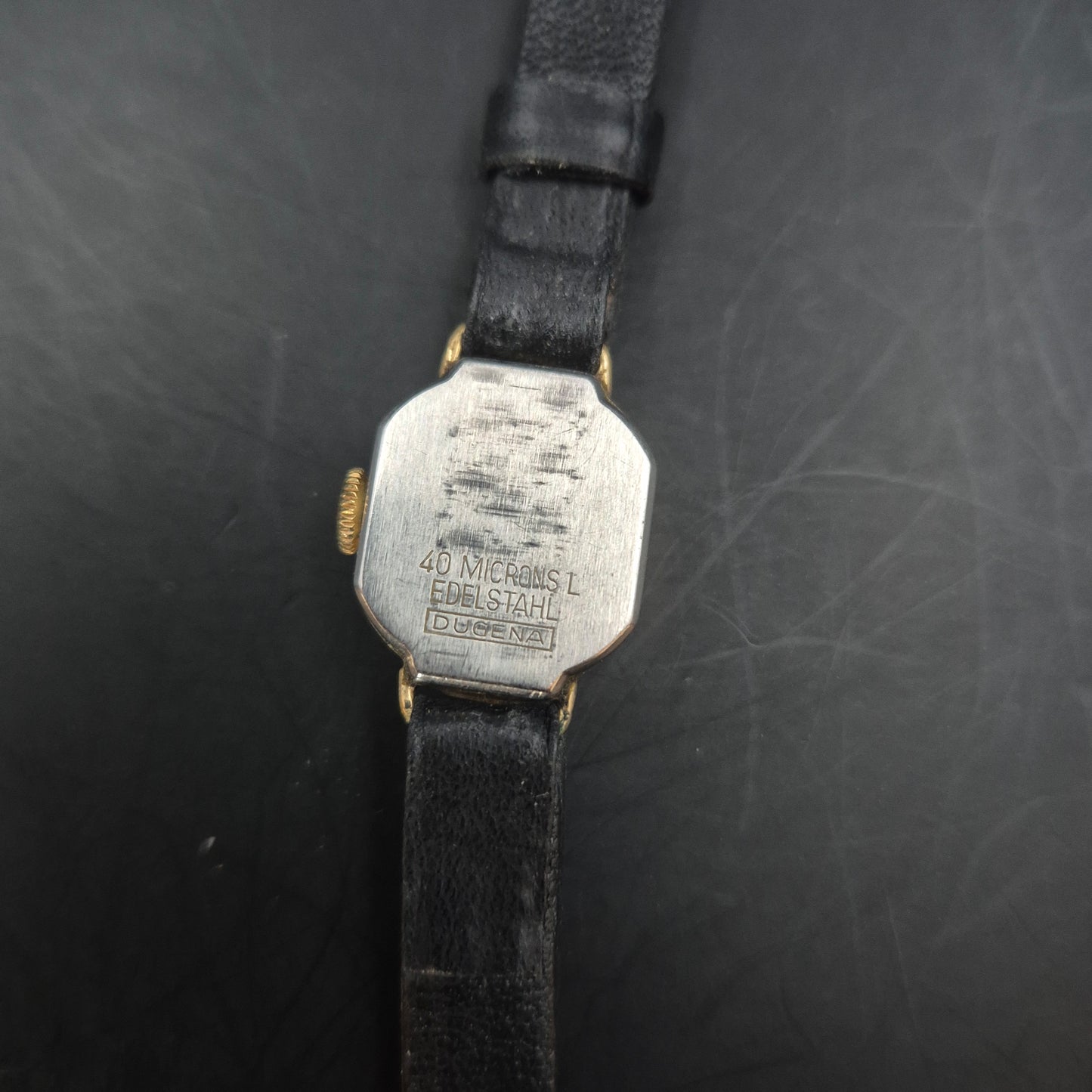 Vintage Dugena Damen Uhr – Elegantes Goldgehäuse mit Lederarmband