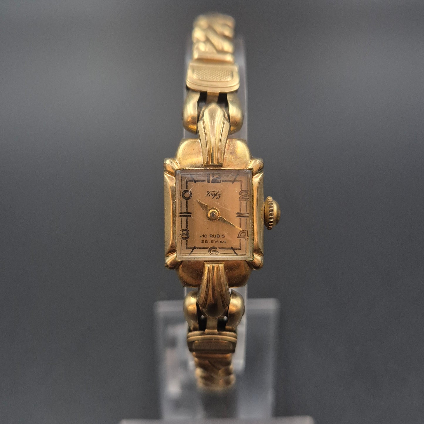 Vintage Trefis Damen Uhr – Elegantes Goldton-Design, 10 Rubis