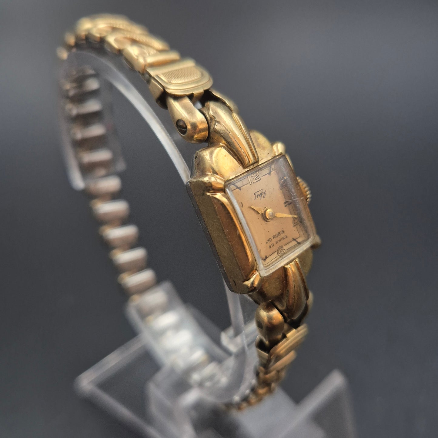 Vintage Trefis Damen Uhr – Elegantes Goldton-Design, 10 Rubis