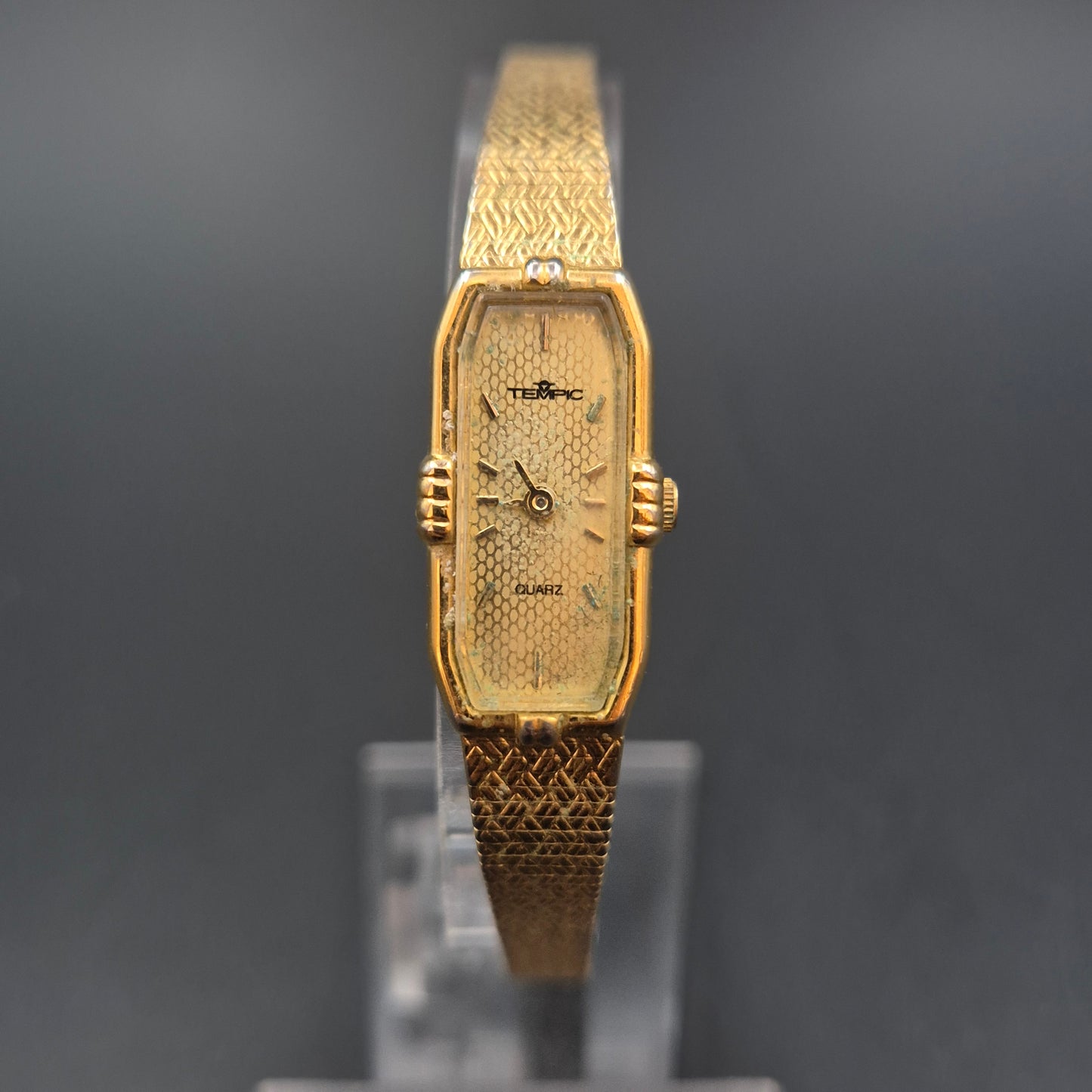 Elegante Tempic Damen Uhr – Goldfarben mit Wabenmuster