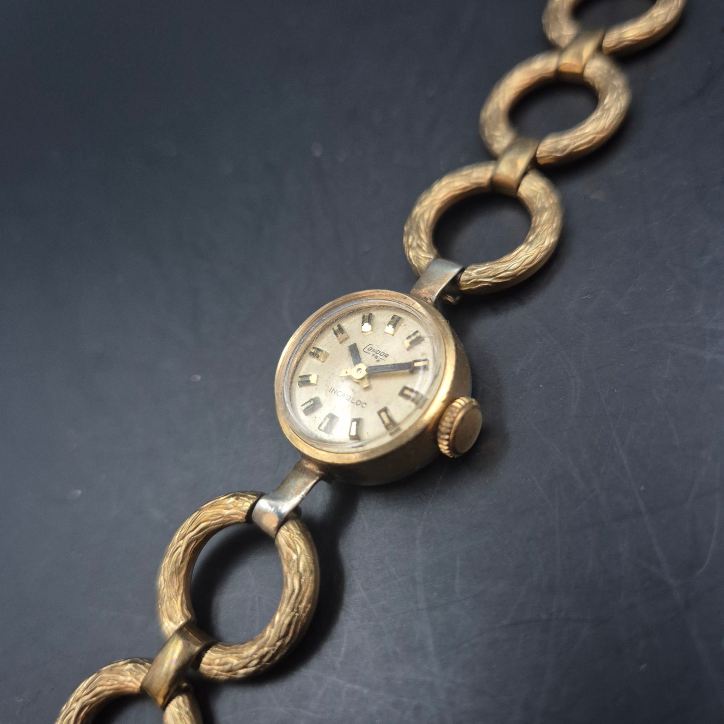 Vintage Condor Damen Uhr – Elegantes Kettengliederarmband, Incabloc