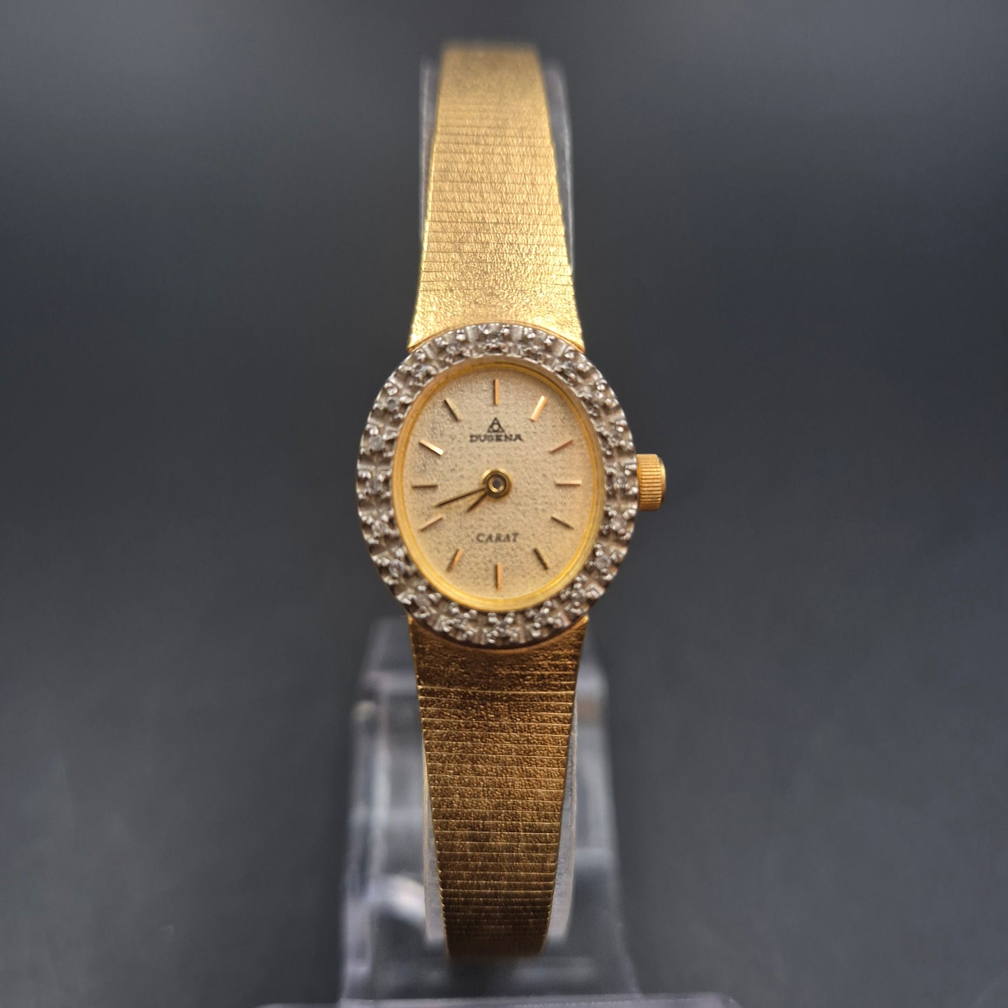 Elegante Dugena Damen Uhr – Goldton mit funkelndem Zierkranz