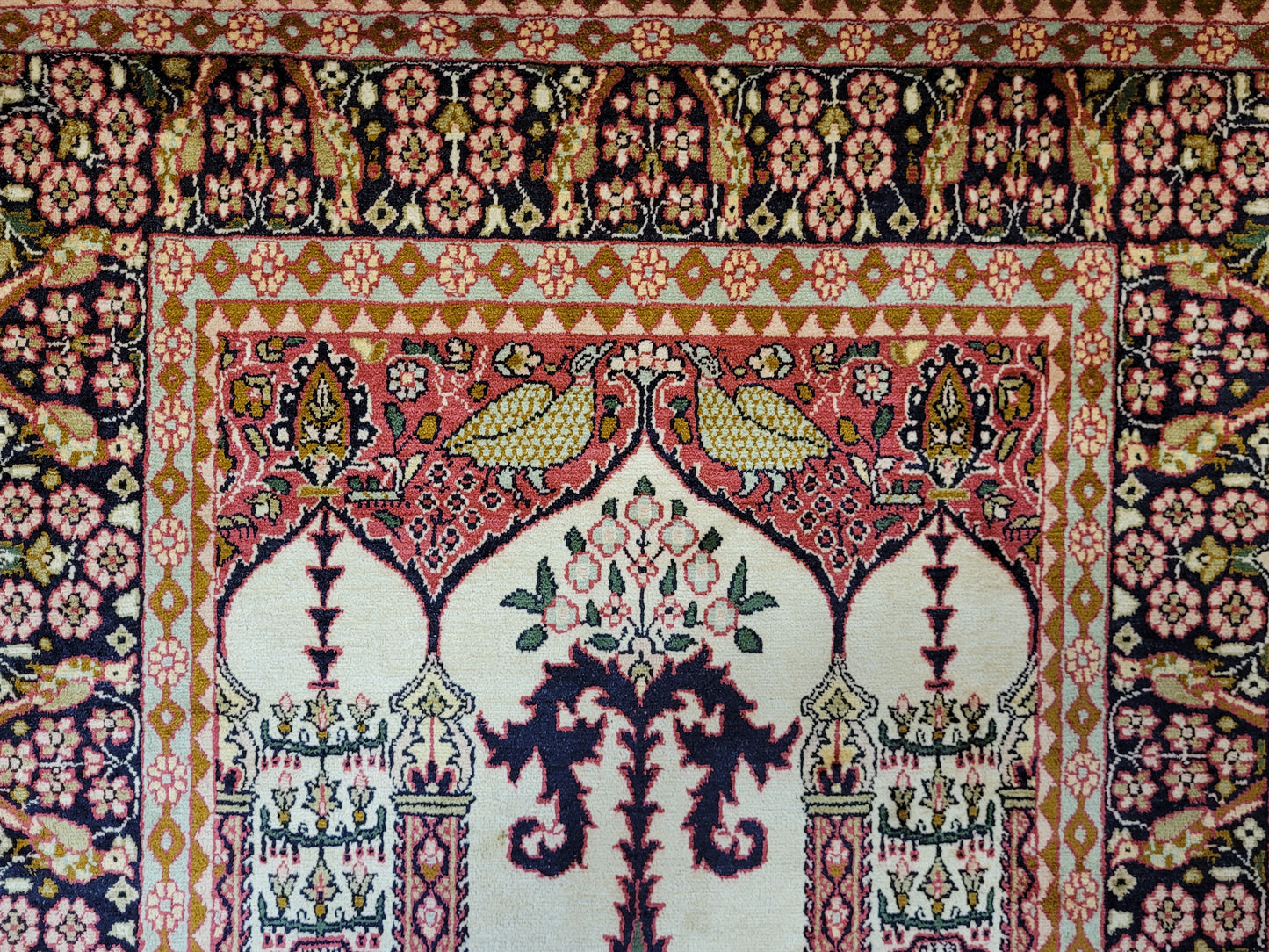 Ghom Teppich Seide feine Knüpfung figürliche Darstellung