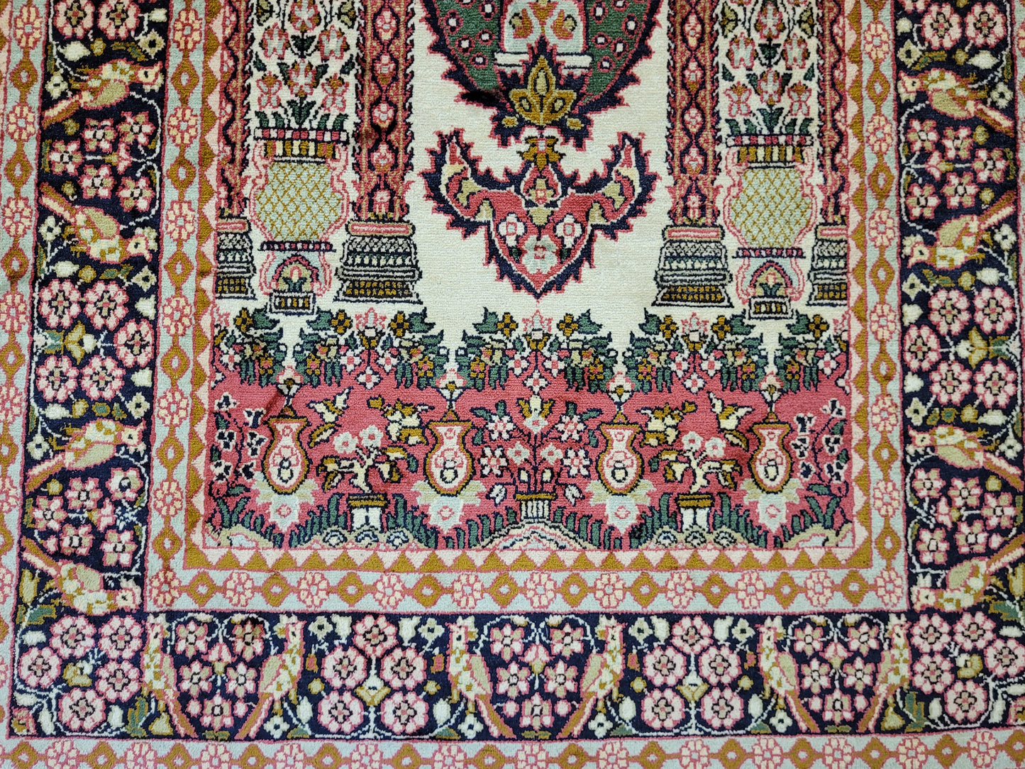 Ghom Teppich Seide feine Knüpfung figürliche Darstellung