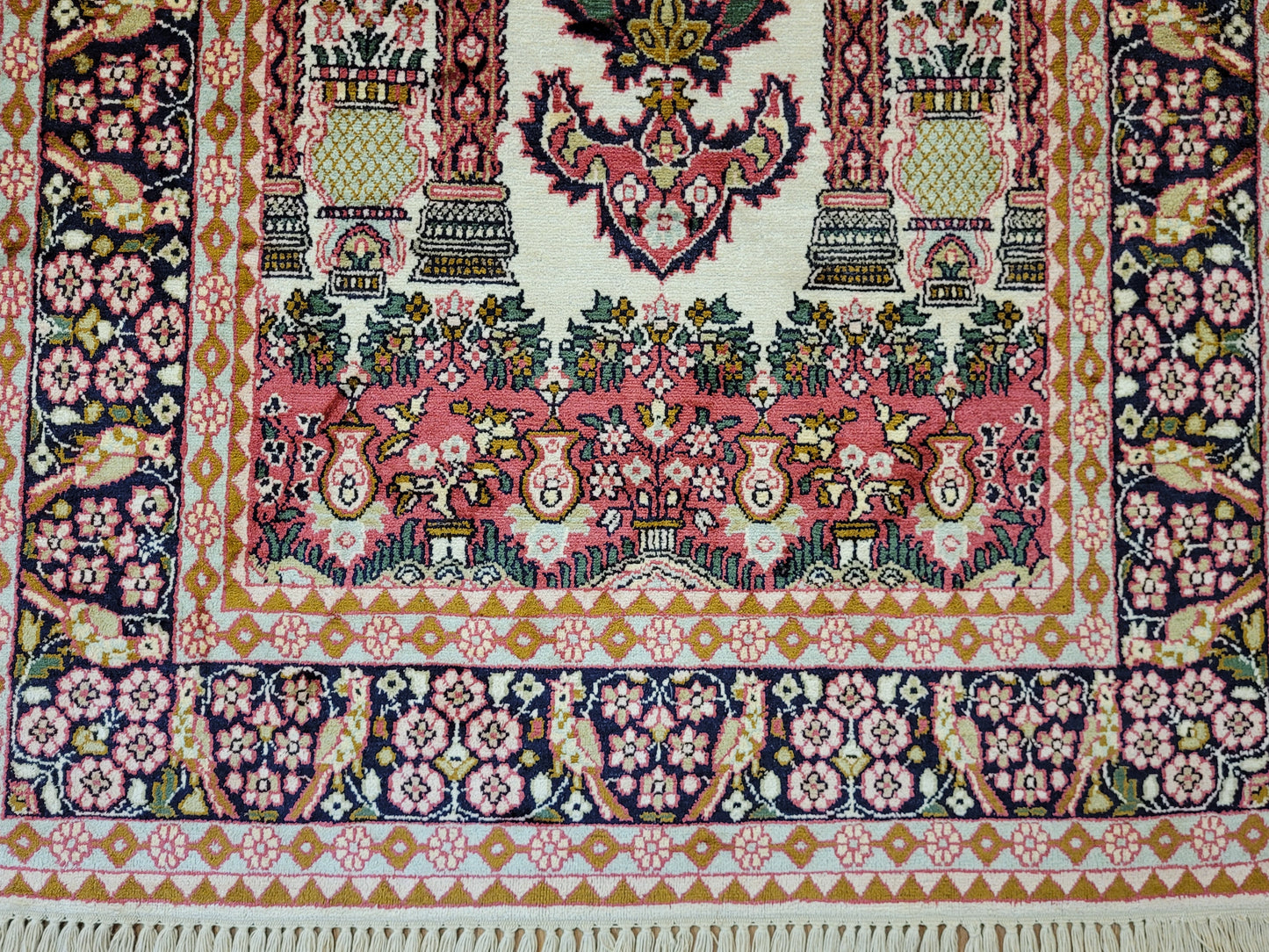 Ghom Teppich Seide feine Knüpfung figürliche Darstellung