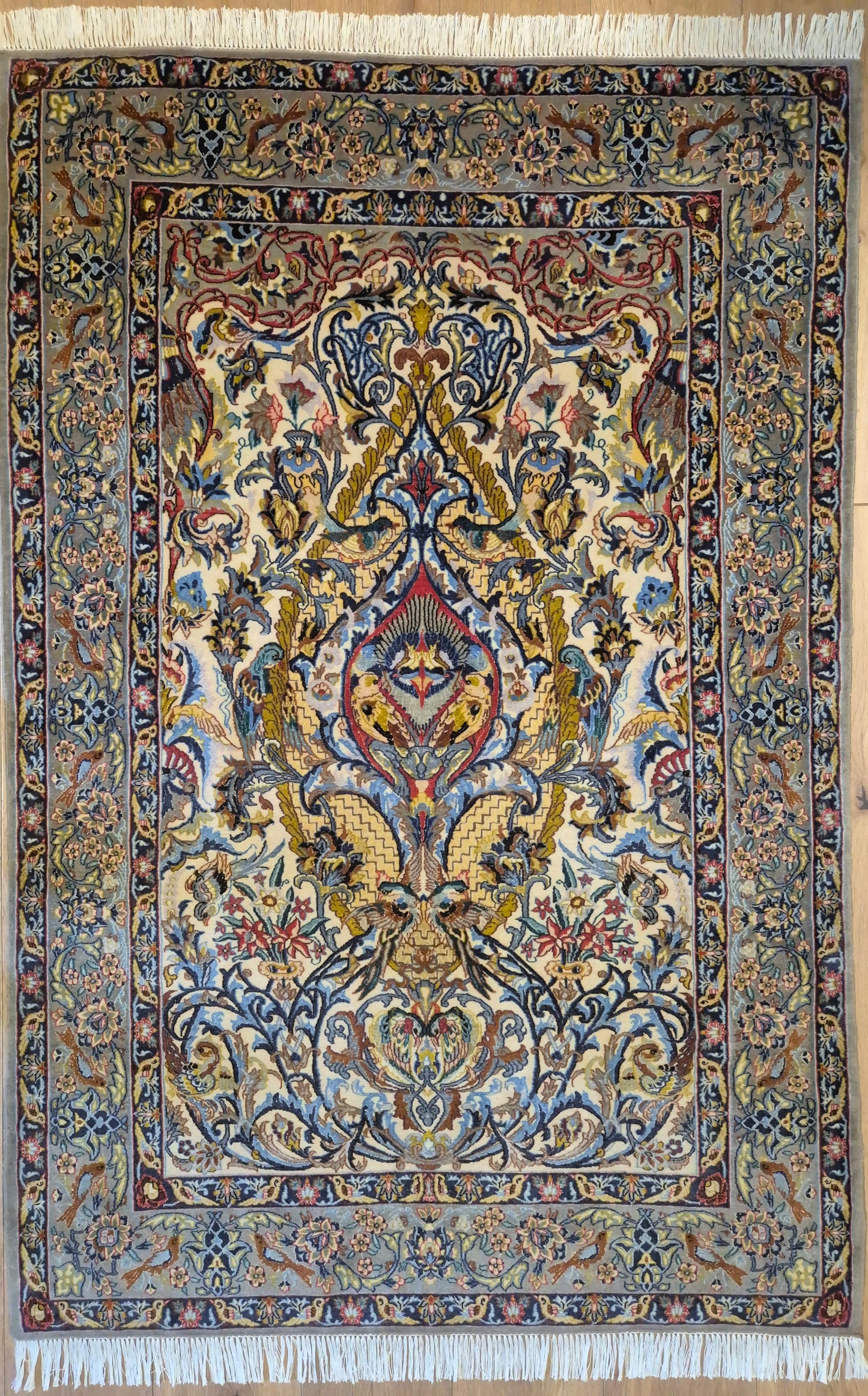 Isfahan Teppich Korkwolle mit Seide florales Design fein