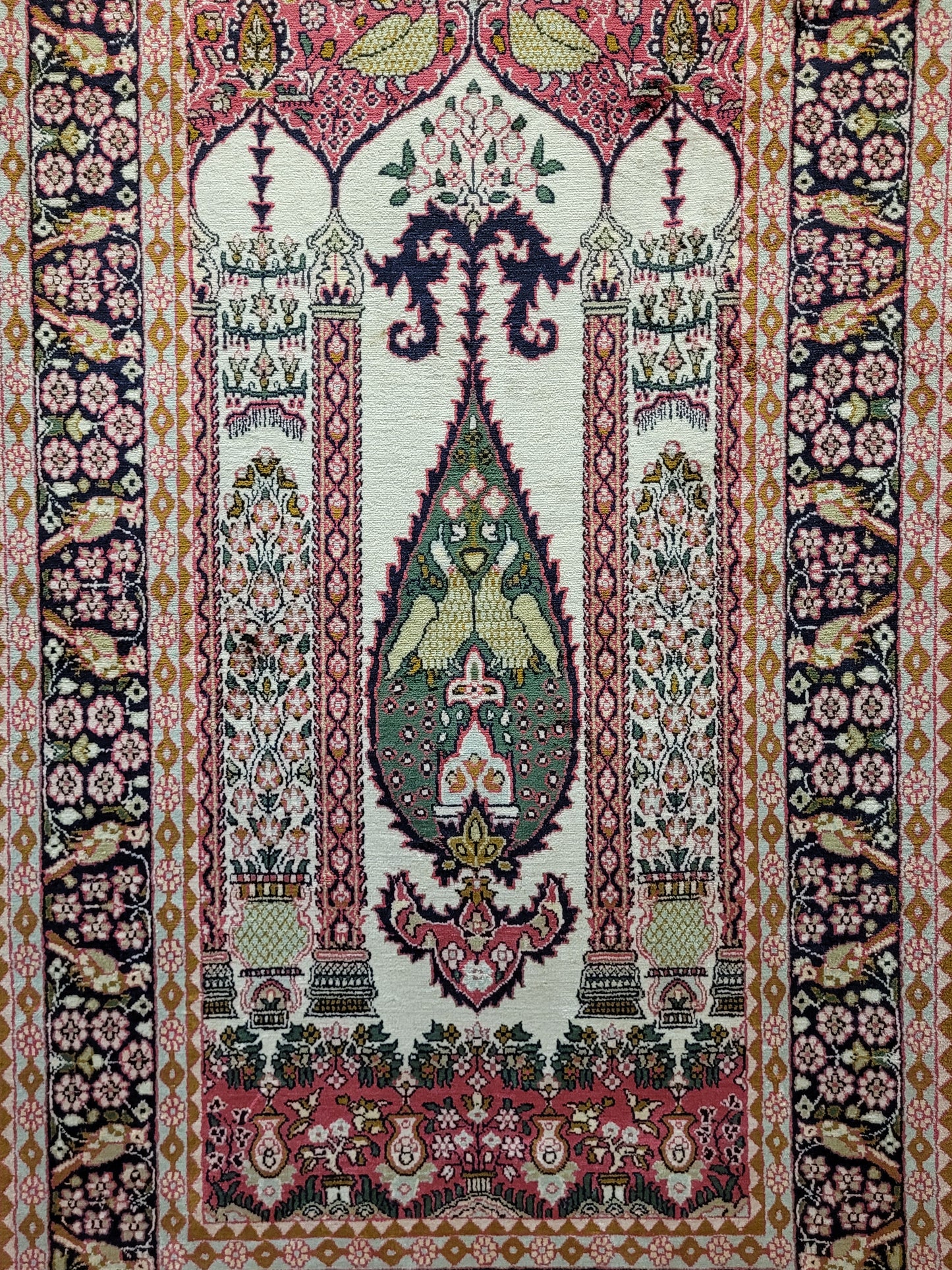 Ghom Teppich Seide feine Knüpfung figürliche Darstellung