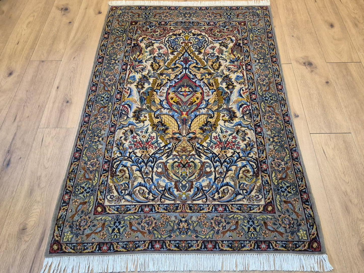 Isfahan Teppich Korkwolle mit Seide florales Design fein