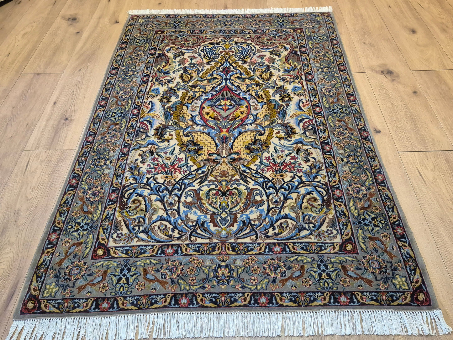 Isfahan Teppich Korkwolle mit Seide florales Design fein