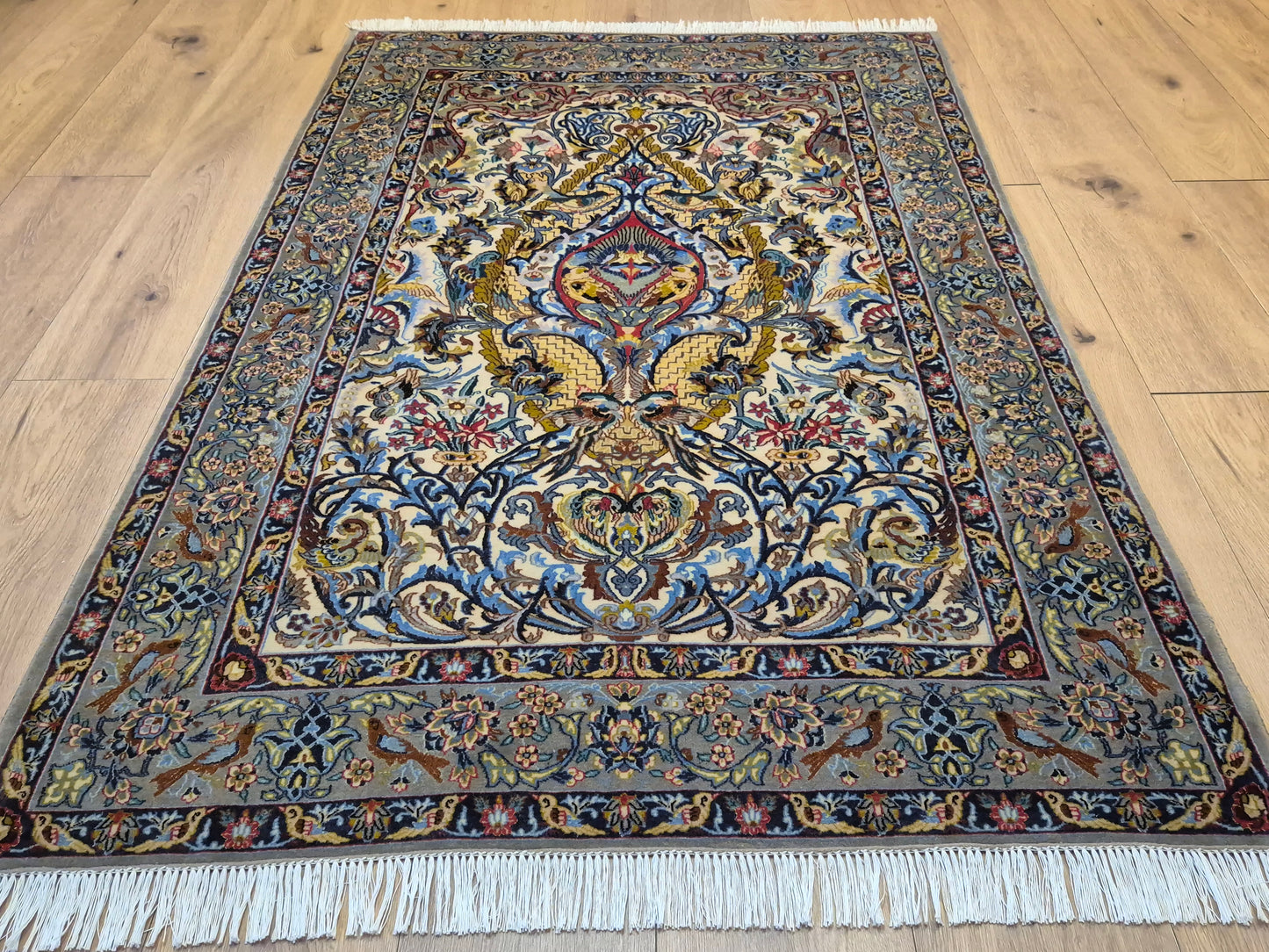 Isfahan Teppich Korkwolle mit Seide florales Design fein