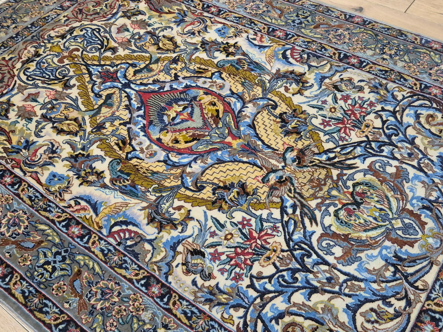 Isfahan Teppich Korkwolle mit Seide florales Design fein