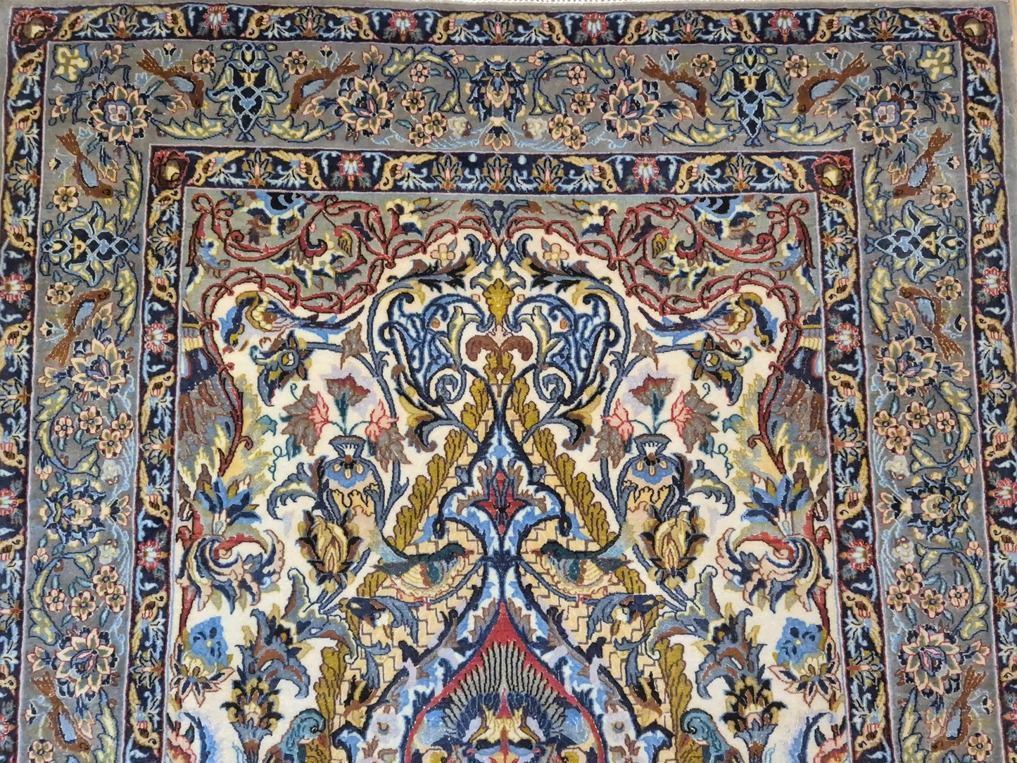 Isfahan Teppich Korkwolle mit Seide florales Design fein