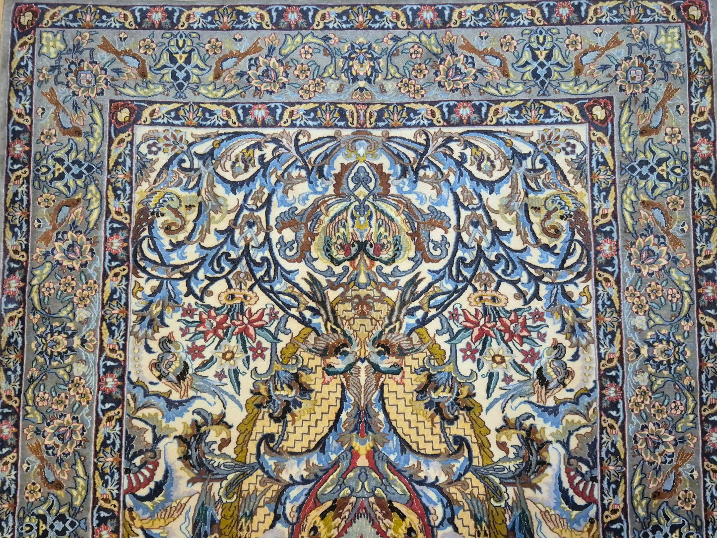 Isfahan Teppich Korkwolle mit Seide florales Design fein