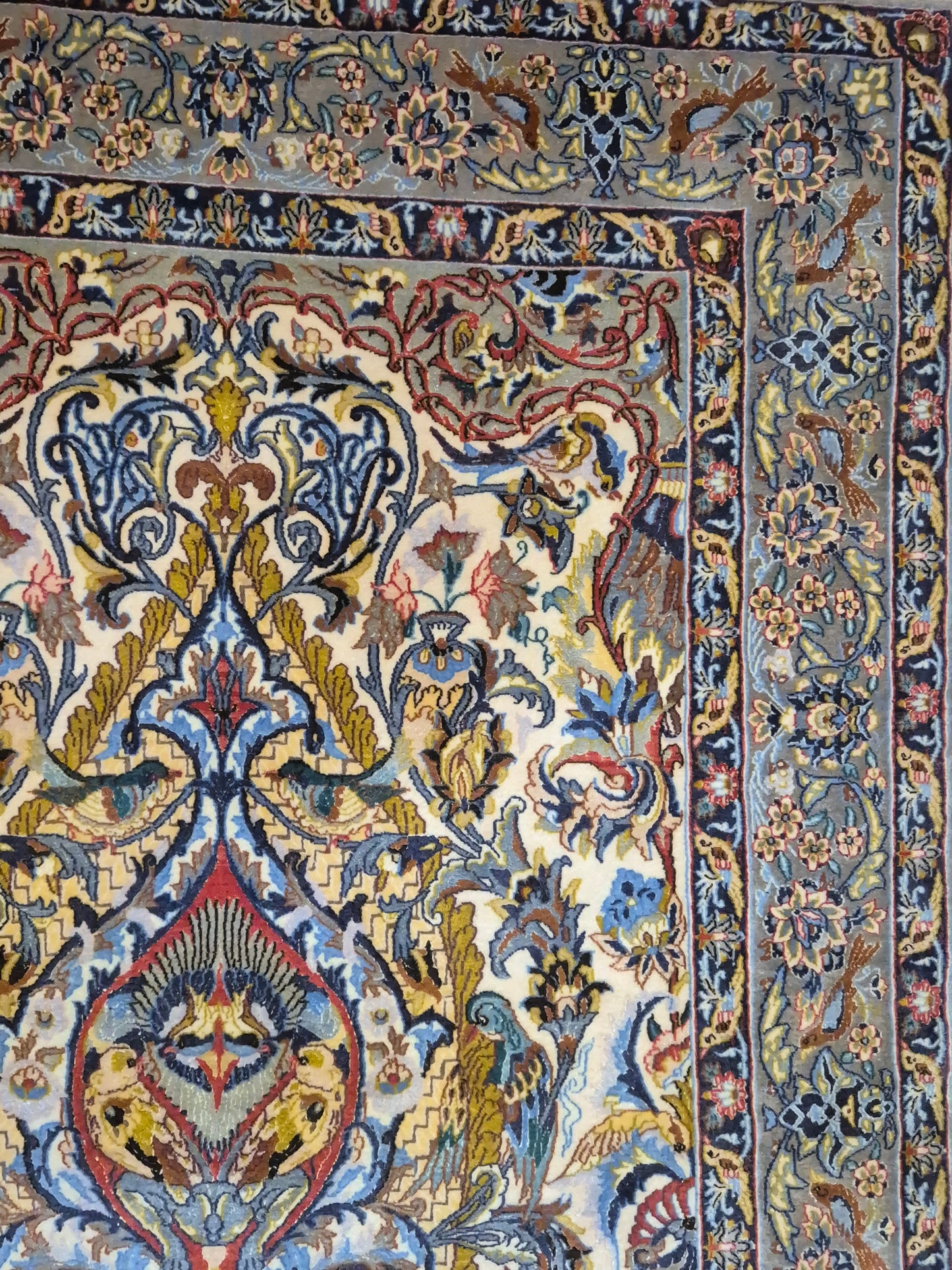 Isfahan Teppich Korkwolle mit Seide florales Design fein