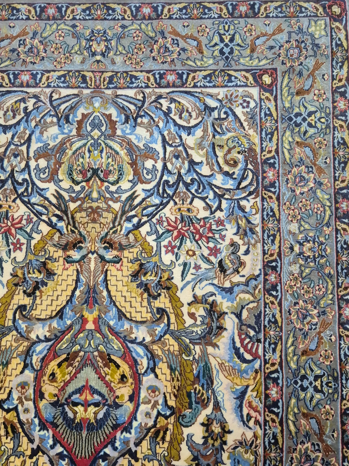 Isfahan Teppich Korkwolle mit Seide florales Design fein