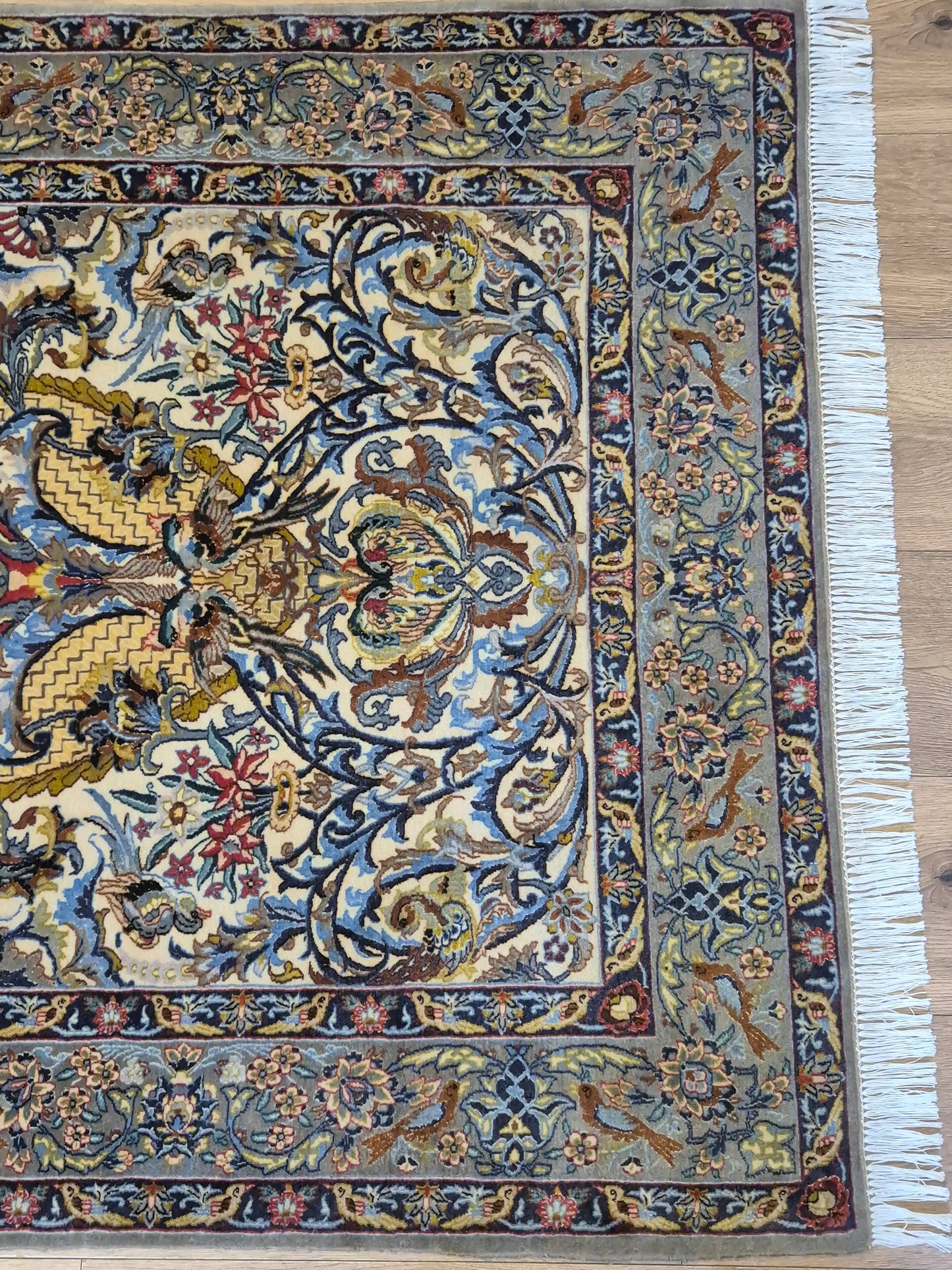 Isfahan Teppich Korkwolle mit Seide florales Design fein