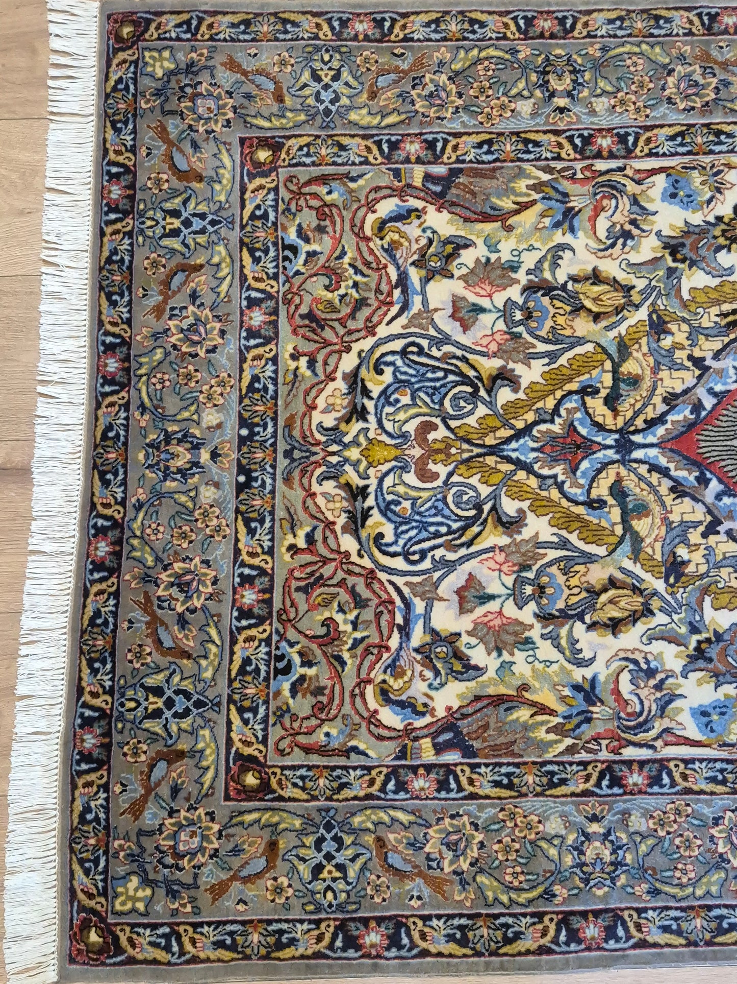 Isfahan Teppich Korkwolle mit Seide florales Design fein