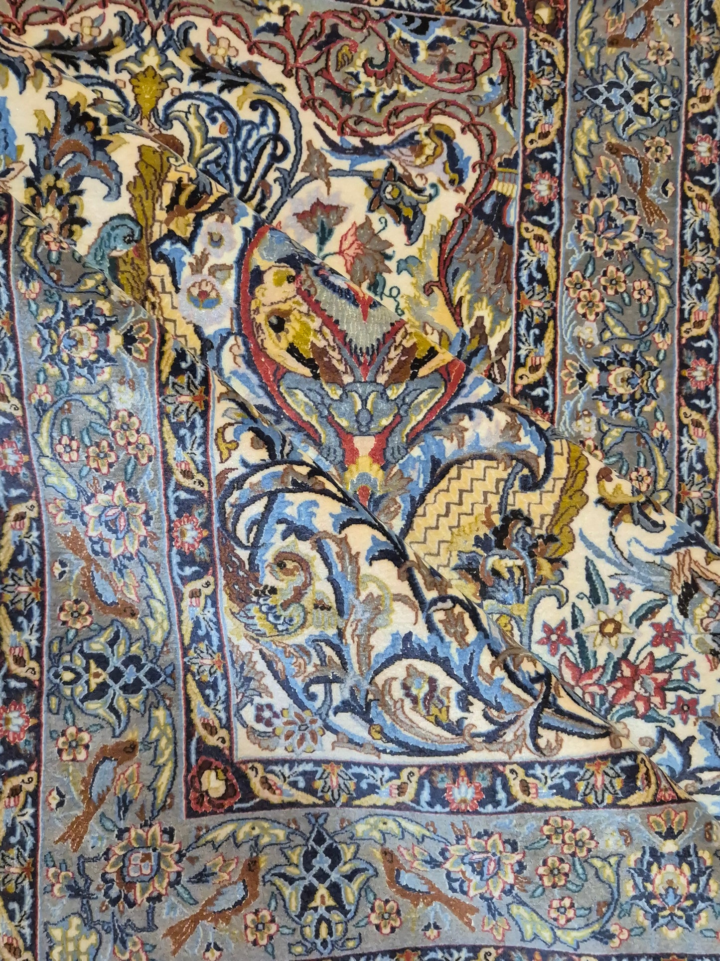 Isfahan Teppich Korkwolle mit Seide florales Design fein