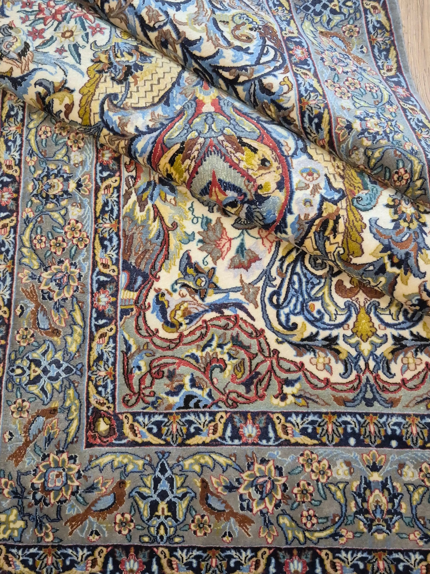 Isfahan Teppich Korkwolle mit Seide florales Design fein