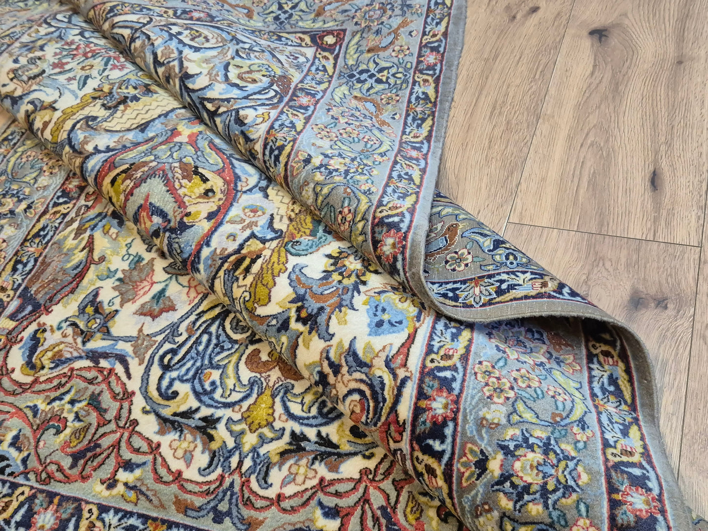 Isfahan Teppich Korkwolle mit Seide florales Design fein