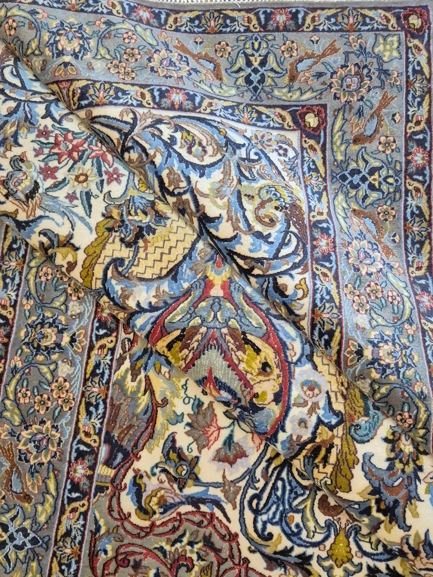 Isfahan Teppich Korkwolle mit Seide florales Design fein
