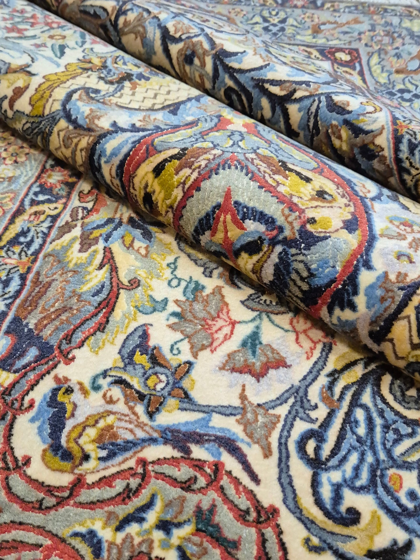 Isfahan Teppich Korkwolle mit Seide florales Design fein