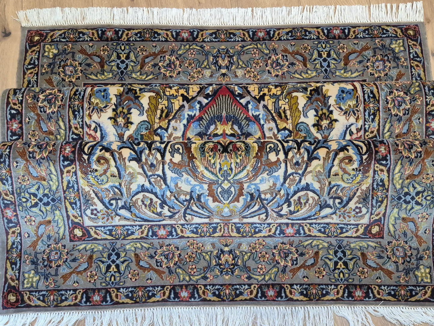 Isfahan Teppich Korkwolle mit Seide florales Design fein