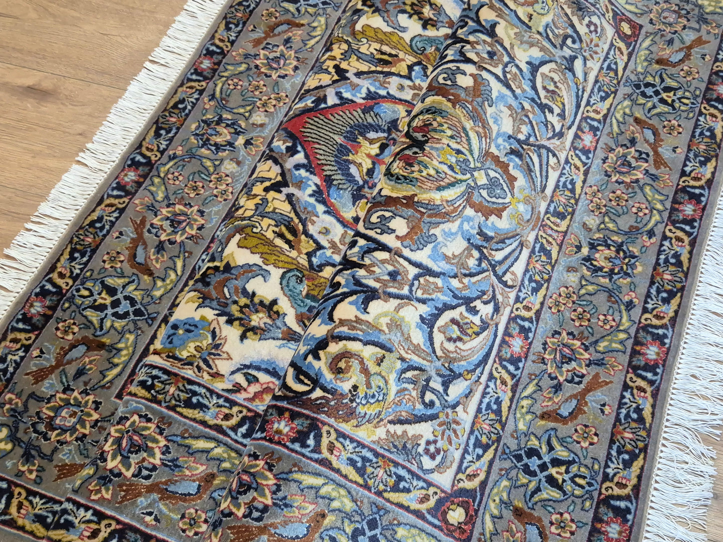 Isfahan Teppich Korkwolle mit Seide florales Design fein