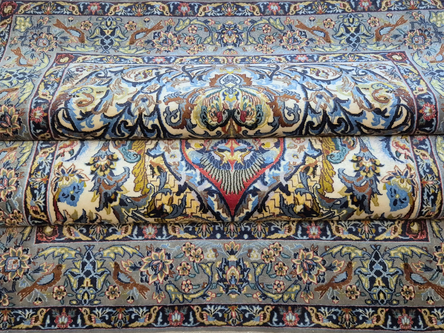 Isfahan Teppich Korkwolle mit Seide florales Design fein