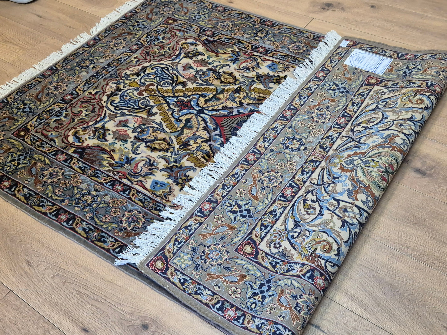 Isfahan Teppich Korkwolle mit Seide florales Design fein