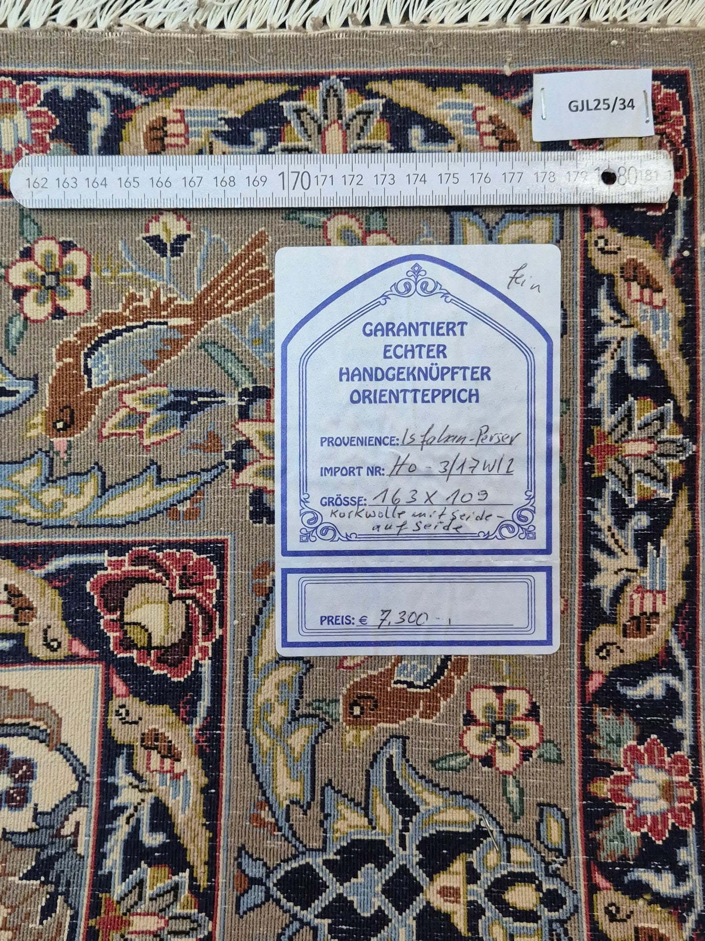 Isfahan Teppich Korkwolle mit Seide florales Design fein