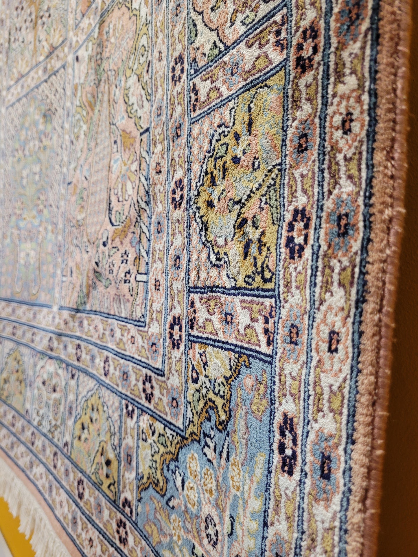 Ghom Teppich Seide feine Knüpfung Gartenmotiv