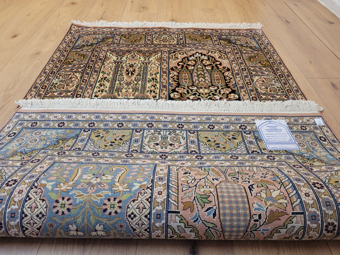 Ghom Teppich Seide feine Knüpfung Gartenmotiv