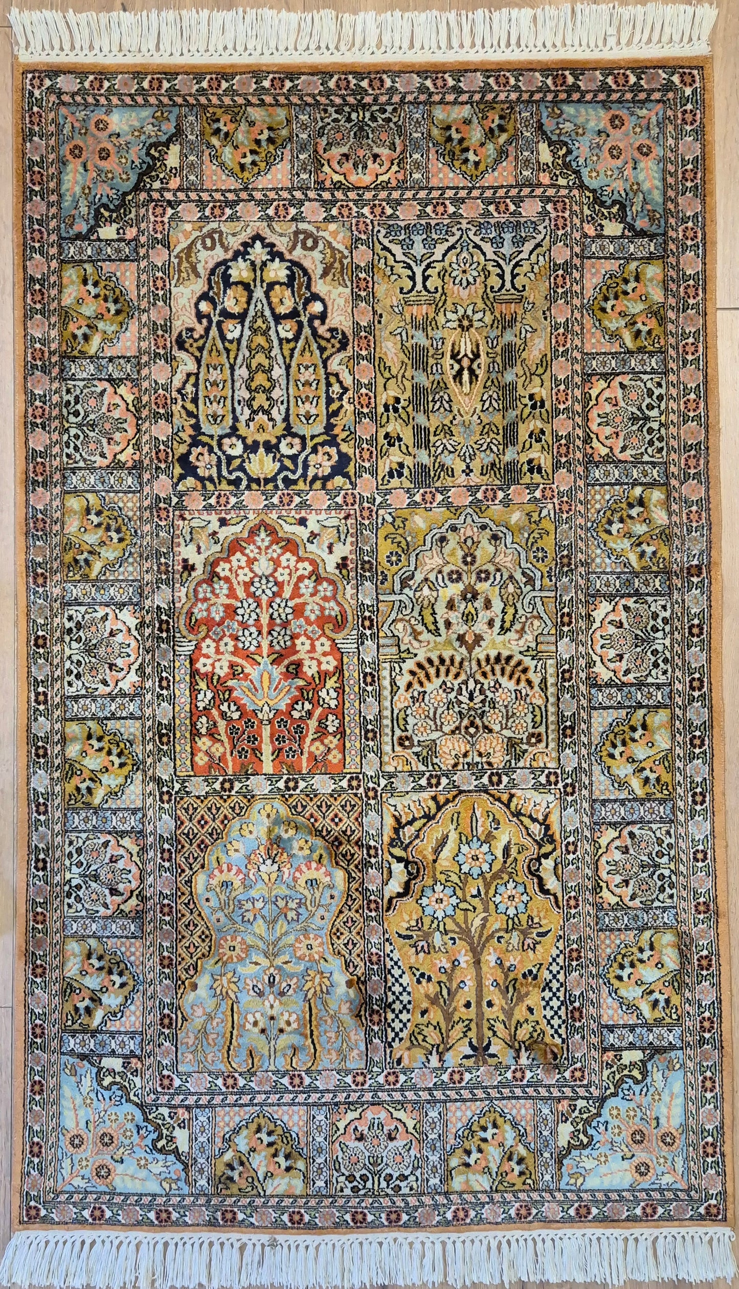 Kaschmir Seidenteppich Gebetsteppich Naturseide fein