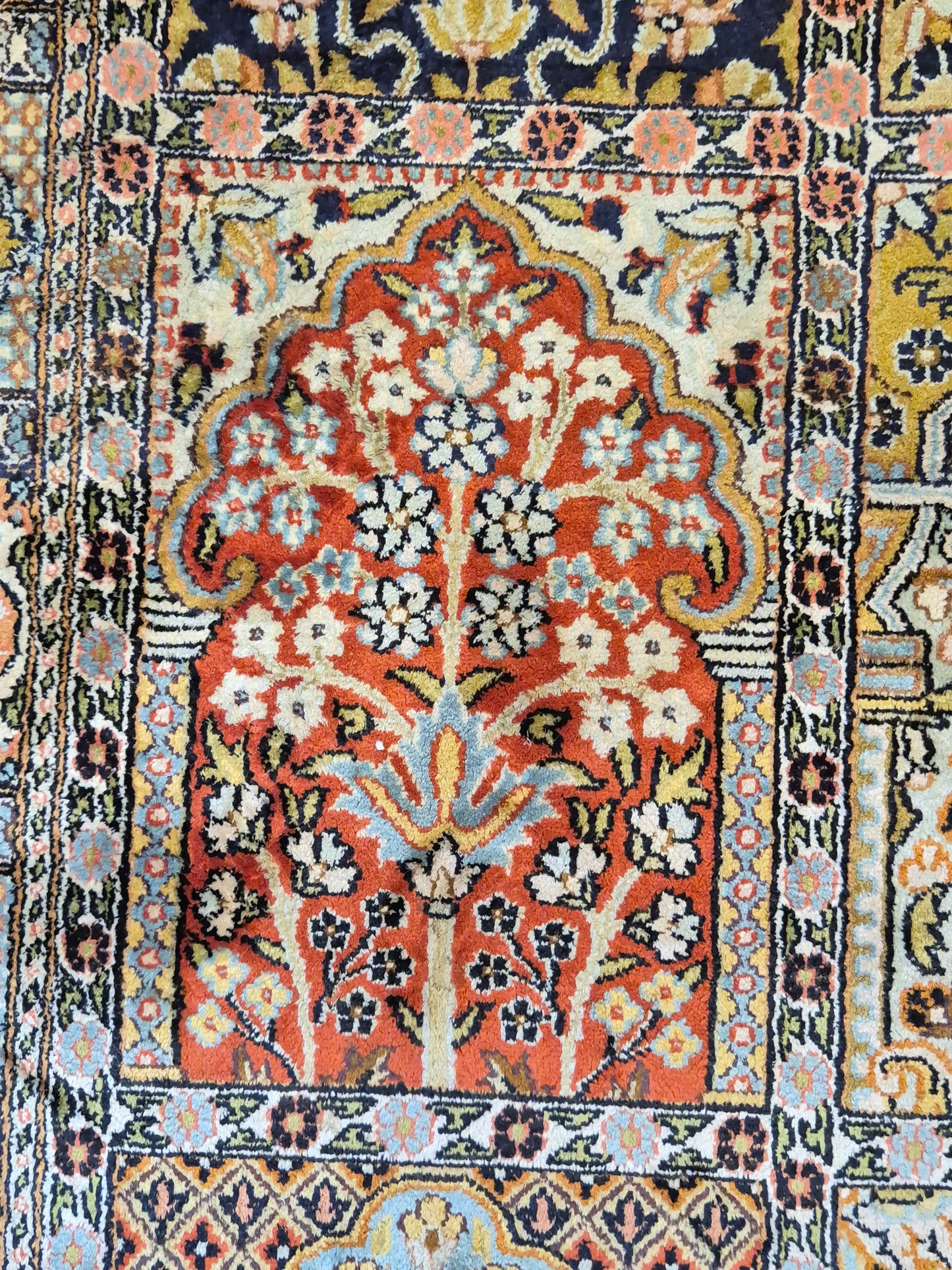 Kaschmir Seidenteppich Gebetsteppich Naturseide fein